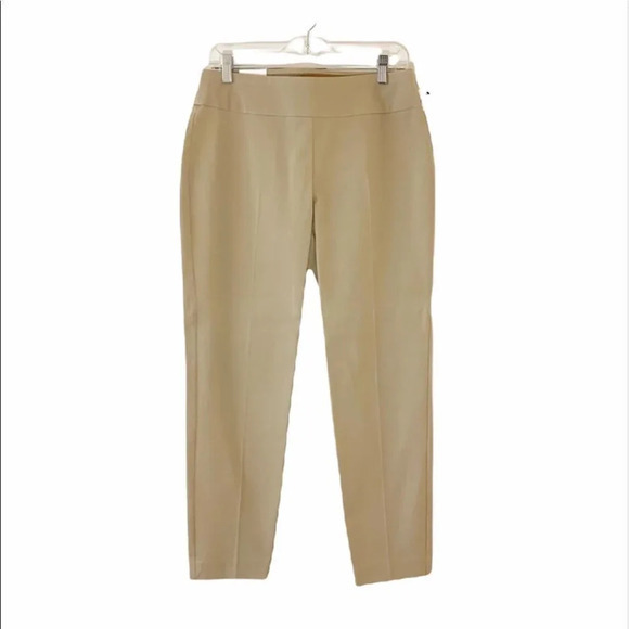 Crown & Ivy True Khaki Essentials Beige Flat Front Pants Petite 8P New With Tags - Picture 1 of 9